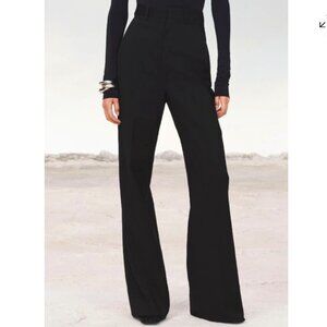Zara Limited Edition 100% Wool Straight-Leg Trousers Black